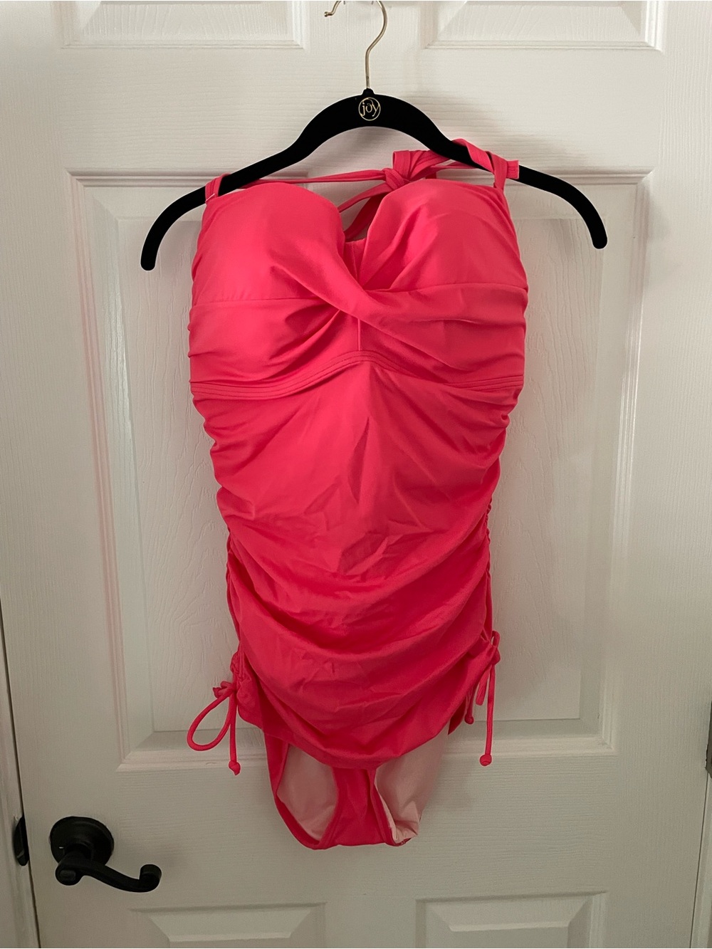 Victoria's Secret Hot Pink Ruched One-Piece Swimsuit. 38D.